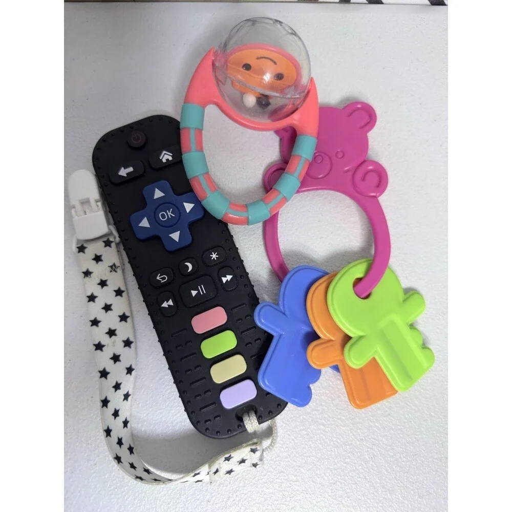 Remote Control, Handhold Happy Face Rattle Bear Baby Keys 3pc Baby Toys 6053